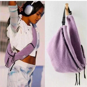 Free People Movement Overachiever Sherpa Sling Bag in Steel Lavender NWT O/S